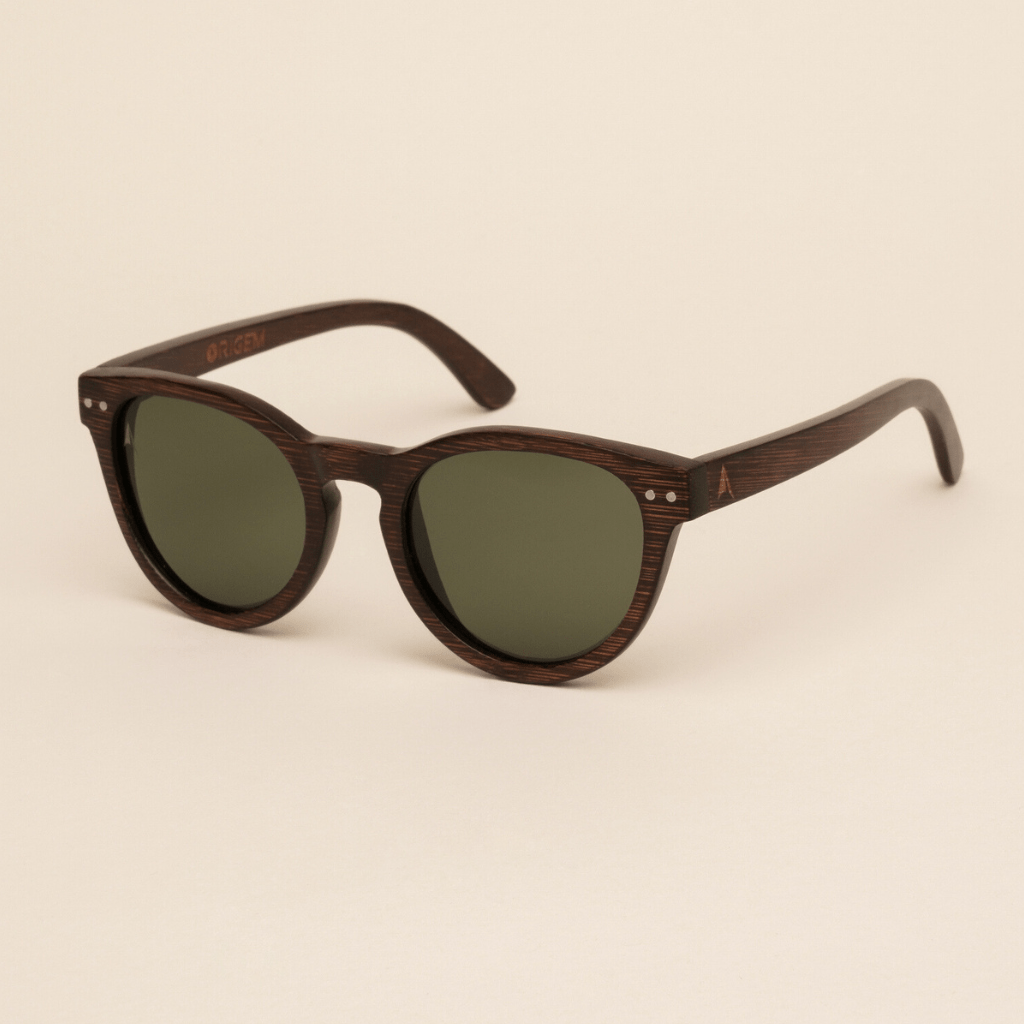 Yosemite - cat eye sustainable dark brown bamboo sunglasses, grey polarized lenses - angle