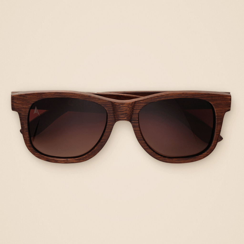 Madidi Brown - square sustainable dark brown bamboo sunglasses, brown polarized lenses - closed