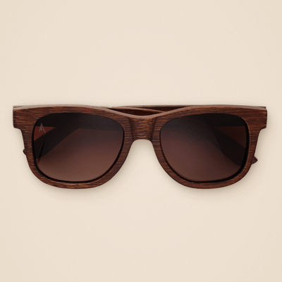 Madidi Brown - square sustainable dark brown bamboo sunglasses, brown polarized lenses - closed